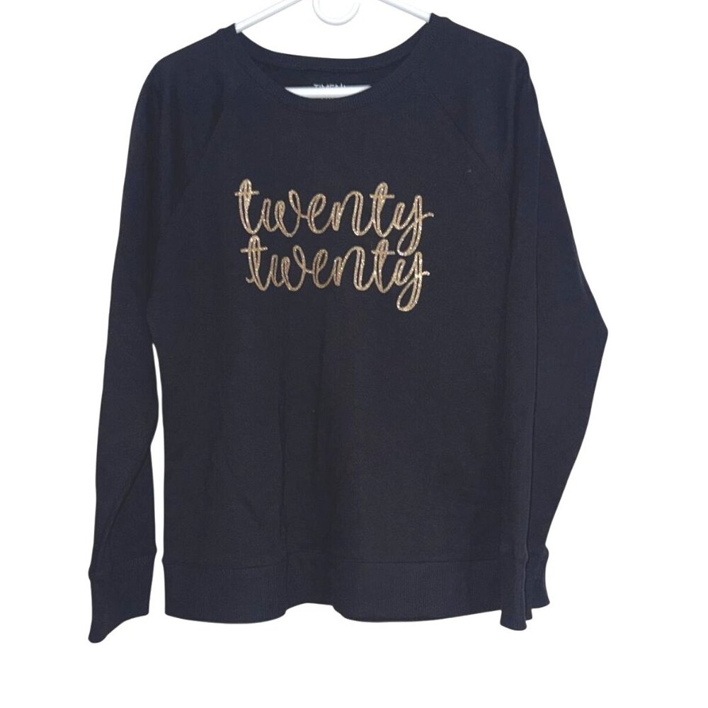Black "Twenty Twenty" Graphic Sweatshirt Women’s L Time & Tru Cotton/Polyester